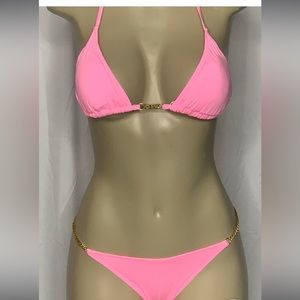 Bikini pink w/gold chain
